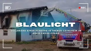 Vollbrand einer Scheune in Trebur-Geinsheim im Kreis Gro&szlig;-Gerau