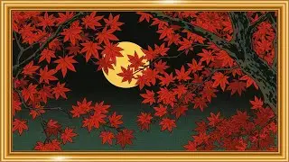 Autumn Moon & Red Maple 🍁🌕 | Ukiyo-e Seasonal Art in Hiroshige Style | Framed TV Gallery