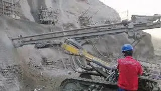 Drilling for Grouting Tension Anchors for slope stability in tunnels of dam construction