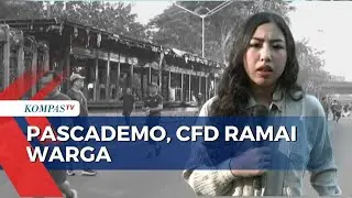 Kondisi di Depan Polda Metro Jaya Kondusif, CFD Ramai Warga | SAPA PAGI
