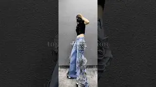 Fr pants jeans wholesale dupe loose trousers 3d Flower rose  #jeans China vendor#topwangfashion