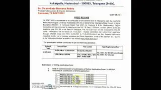 JNTU Hyderabad TS ECET 2021 Notification - Telangana College Admissions