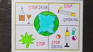 International Day Against Drugs Abuse Poster Drawing/Anti Drugs Day Drawing/Say No To Drugs Poster
