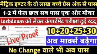 सभी पास -Compartment Exam Cancelled -Matric Scrutiny Result 2021 Bihar Board -Inter Scrutiny Result
