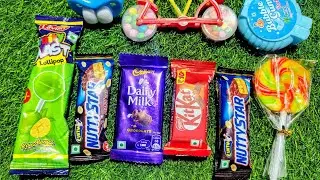 Satisfying Video Asmr Unboxing GIANT Rainbow Lollipop with Yummy Sweets Chocolate and candy cutting.
