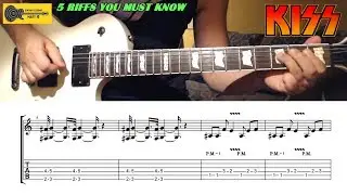 Top 5 KISS Guitar RIffs + TABs | Best Rock Guitar Riffs