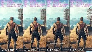 Mad Max 4K GTX Titan X Vs GTX 980 TI Vs GTX 980 Vs GTX 970 Frame Rate Comparison