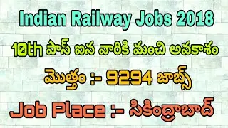 RRB Group D jobs 2018 | 10th Class Pass Jobs | Railway Jobs 2018 | Latest Govt Job's