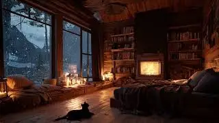 New Year Night Cabin Ambience 🎆 Relaxing Piano, Warm Fireplace & Calm Fireworks