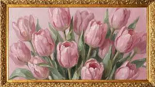 Soft Pink Tulips 🌸 Cozy TV Art for a Calm, Feminine Home (2 Hours No Music)