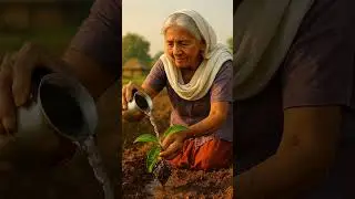 Grandma saved the mango plant from drying up by watering it 😭#ai #tree #water #trending#facts #funny