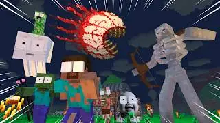 MONSTER SCHOOL: THE EVIL EYE OF CTHULHU VS MOBS IN TERRARIA! | Monster Den