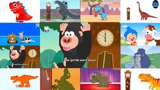 HICKORY DICKORY DOCK || 2 COW, 2 GORILLA & 8 DINOSAUR IN 12 IN 1 CLOCK CRASHER PARTY || FX TUTORIAL