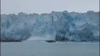 Icebergs calving, as seen from excursion boat. January, 2023. 
