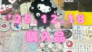 20251218 今日買った物紹介　万博黒キティ　サンリオ　ちびっとも　文房具　しずくちゃんボンボンドロップミニ　文房具　セリア　シール　パンダ