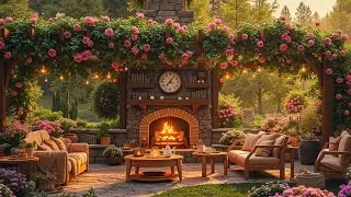 Peaceful Patio Jazz Music 🌹 Spring Flower Ambience with Gentle Jazz for Relaxation