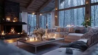Gentle Winter Piano With Falling Snow And Crackling Fireplace Sounds For Calm Sleep And Relaxation