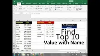 #359 Excel top 10 values  with  names On Excel Formula Hindi