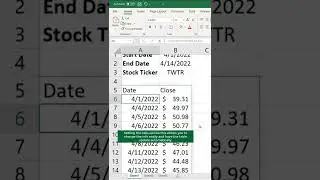 Цены на акции в #Excel