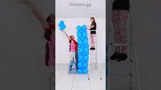 💙 Simple birthday decoration 🥳 Birthday decoration ideas at home ✨ balloon decoration ✨ #balloon