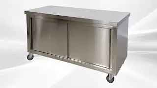 5 ft Stainless Steel Storage Dish Cabinet - Open both Enclosed Base Table with Sliding Doors SSCW60