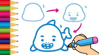 how to draw cute shark | cartoon shark |