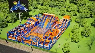 orange inflatable theme park inflatable sport park