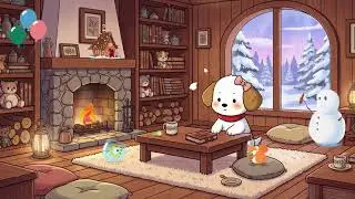 Relaxing with Puppy 🐾🏡 Calm Lofi Music Mix 🌨️ to Unwind by a Snowy Window View