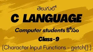 Character Input Functions in C Language ll C Language getch() Function