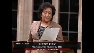 Dr. Hedy Fry congratulates Ferne Downey on her presidency of the International Federation of Actors