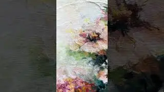 Impressionist floral painting just off the easel. shorts