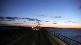 [Full HD] Front view in double deck bus, on Far&oslash; Bridges