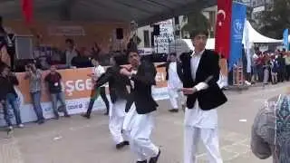 Afghan Students Show afghan national Attan in Samsun, Turkey.
