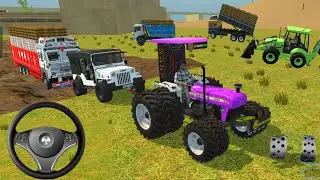 Indian truck stuck in mud tractors and jcb rescue the truck from mud#gamingvideos #tractorgame