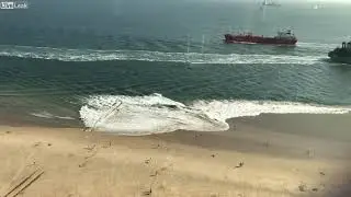 Ship Owners Charged After Giant Wake Sends Beach-goers to Hospital