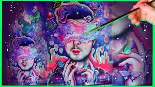 Картина маслом Speedpaint 💜 Фэнтези Неоновый Портрет 💜
