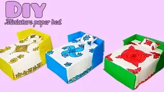 Diy miniature paper bed | how to make origami paper bed | Paper bed | easy to making @RimusCraft