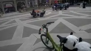 Yuba Spicy Curry Electric Cargo Bike Walk Around with Pandas