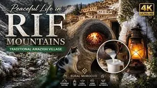 Winter in the Rif Mountains 🏔️ ASMR Traditional Amazigh Life | Snowy Village Sounds