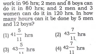 An Alternate method : Men Women Child  Time and Work