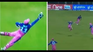 RR vs DC | Sanju Samson takes flying catch to dismiss Dhawan. - Watch