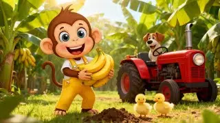Farm Work: Brave Monkey Faces Guard Dog While Saving Bananas On Farm🐵