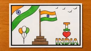 How to Draw Republic Day Poster Step by Step | India Flag Drawing for Beginners