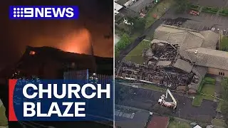 Morman church destroyed by fire in Sydney's west | 9 News Australia