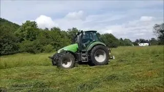 Heuernte 2017 Mähen mit Deutz Agrotron 135 MK3 und Claas Corto 310 N