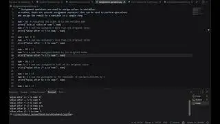 Using assignment operator in vs code for python programming