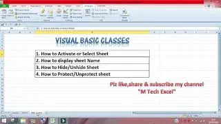 VBA Tutorial - How to Select/Activate, Protect/Unprotect, Hide/Unhide Sheet & Display Sheet Name