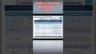 Walk-in Interview I Micro Labs | 170126 #job #pharma