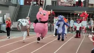 13 ON YOUR SIDE's Blinkie the Weatherball in the GR Heart Walk mascot race