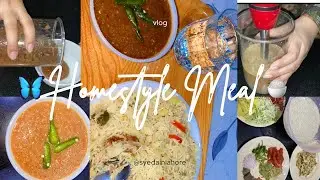 Simple Cooking Vlog 😋🤍 | Homemade Veg 🍚Rice & Lehsan Chutney🧄 🍽️